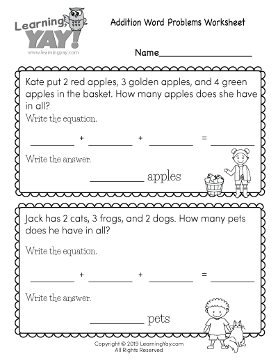 Addition Word Problems Worksheet