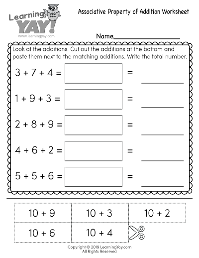 Associative Property of Addition Worksheet