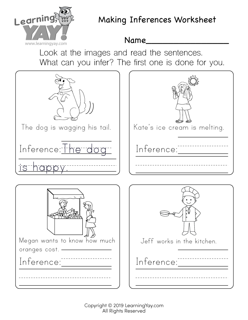 Kindergarten Inferencing Worksheets