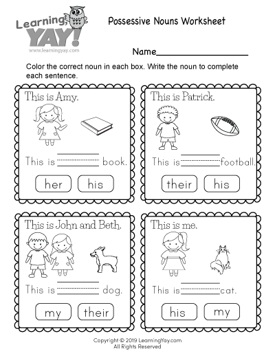 Possessive Nouns Worksheet