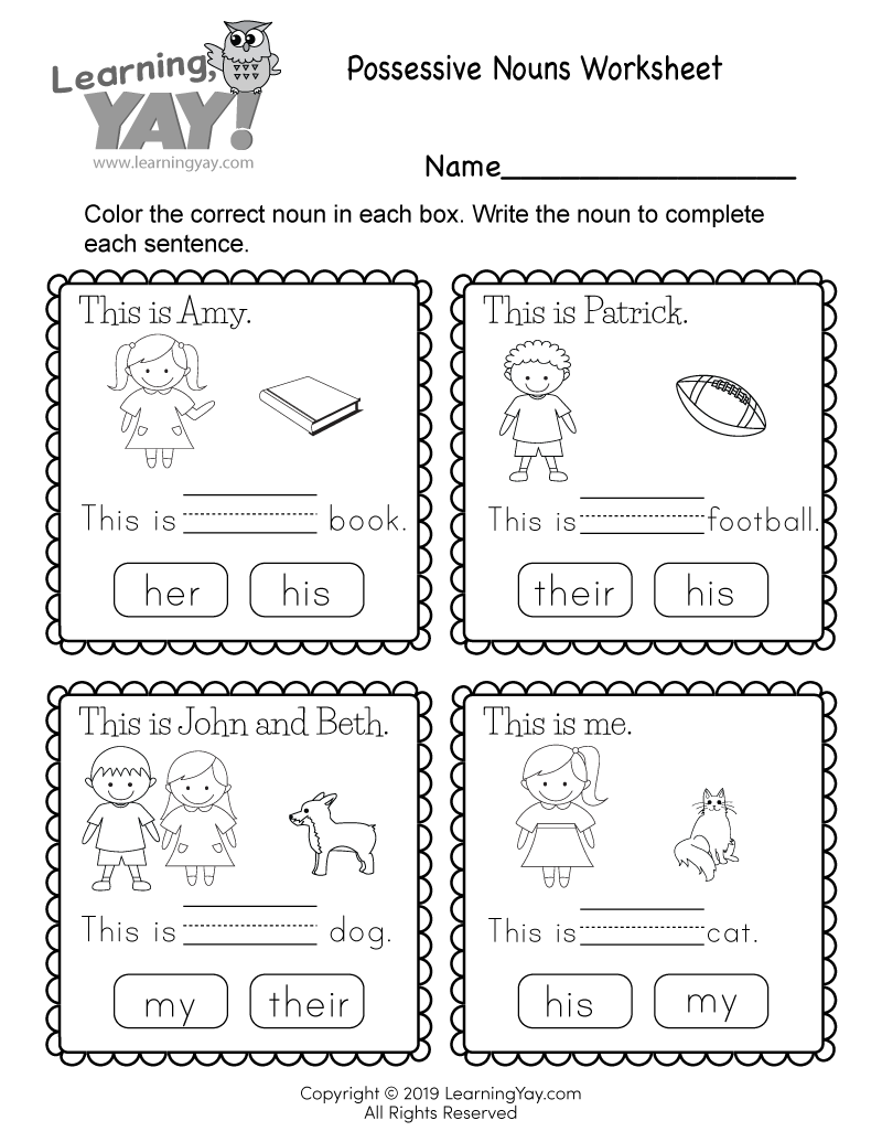 possessive nouns worksheet for 1st grade free printable