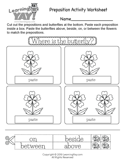 Preposition Activity Worksheet