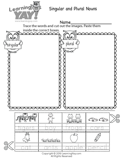 Sorting Singular and Plural Nouns Worksheet