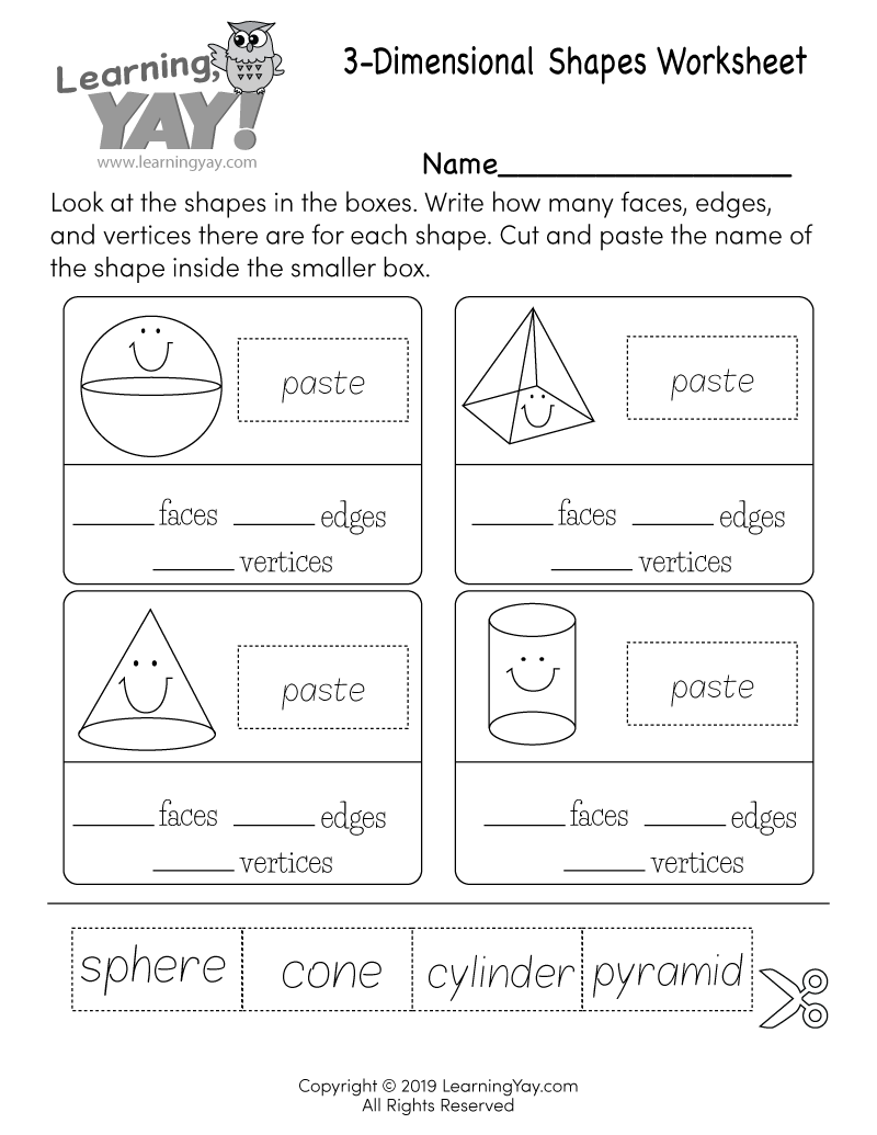 Worksheet For Shapes For Grade 3 Sorting 3 Dimensional Shapes Worksheet For 2nd 3rd Grade